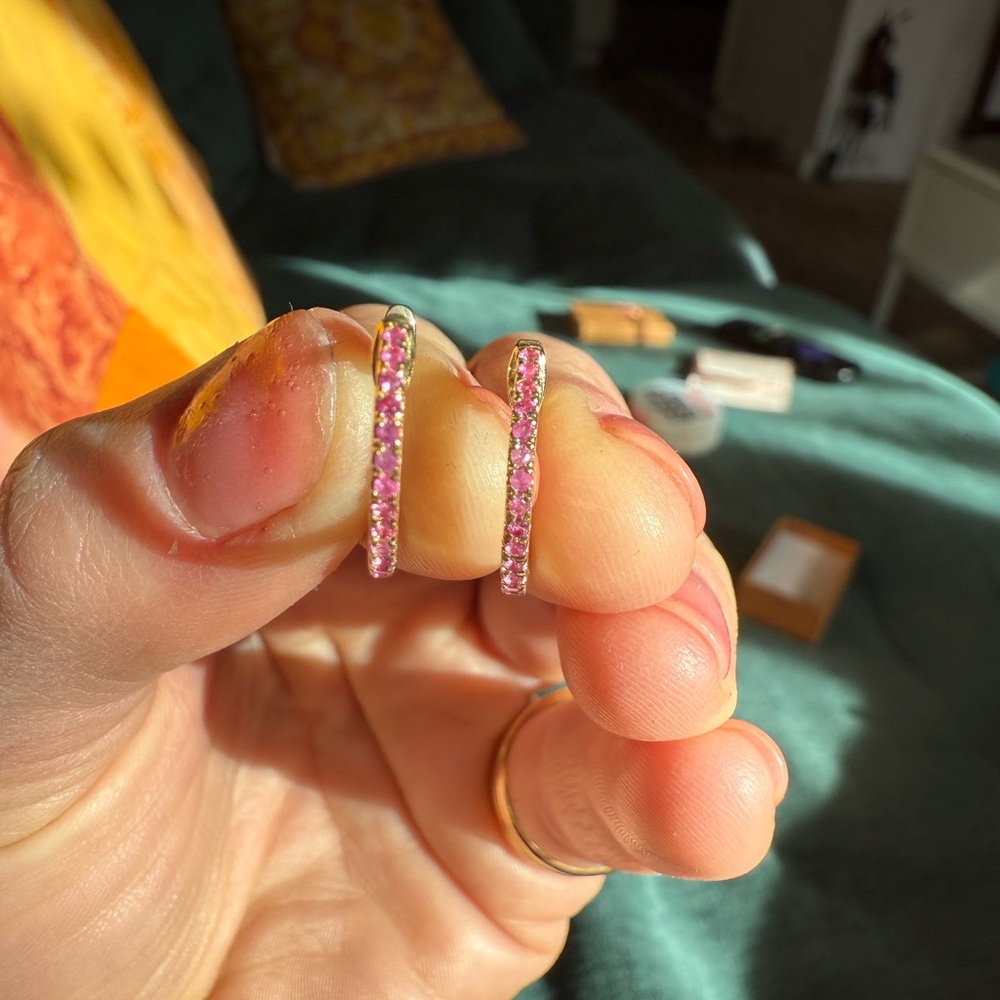Elegant Ruby Hoop Earrings